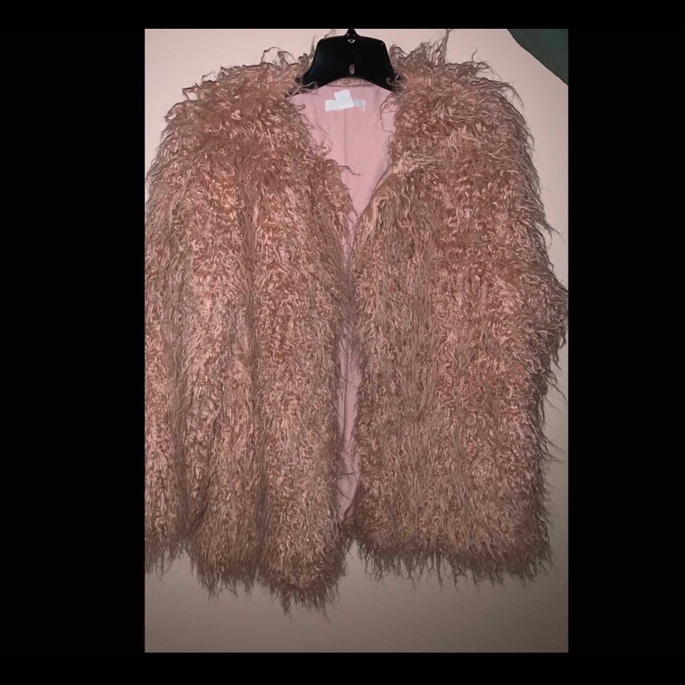 Rosy pink faux fur coat
